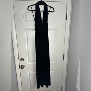 Laundry by Shelli Segal full length velvet halter dress black size 2 maxi